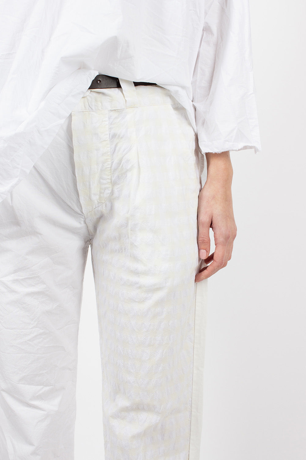 Washed Cotton Straight Leg Pant White