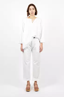 Washed Cotton Straight Leg Pant White