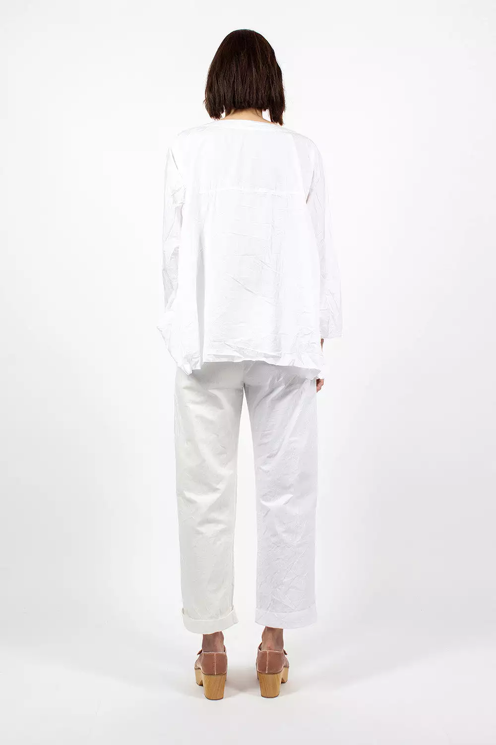 Washed Cotton Straight Leg Pant White