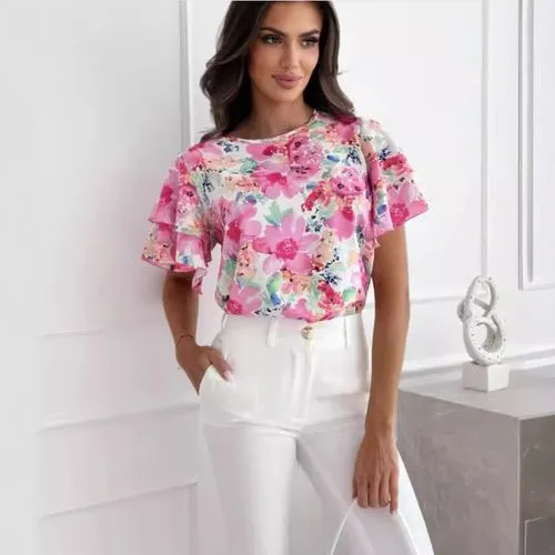 Women's Blouse Short Sleeve T-Shirts Vacation Ditsy Floral