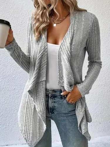 Women's Cardigan Knitwear Long Sleeve Sweaters & Cardigans Casual Elegant Solid Color