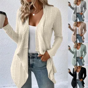 Women's Cardigan Knitwear Long Sleeve Sweaters & Cardigans Casual Elegant Solid Color