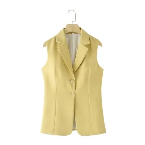 Women's Formal Streetwear Solid Color Button Vest Blazer