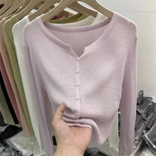 Women's Sweater Long Sleeve Sweaters & Cardigans Button Casual Solid Color