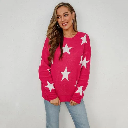 Women's Sweater Long Sleeve Sweaters & Cardigans Casual Simple Style Star