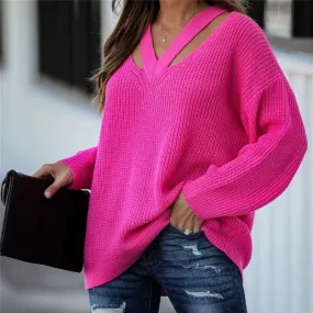 Women's Sweater Long Sleeve Sweaters & Cardigans Casual Solid Color