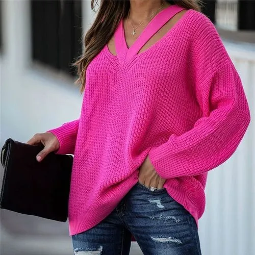 Women's Sweater Long Sleeve Sweaters & Cardigans Casual Solid Color