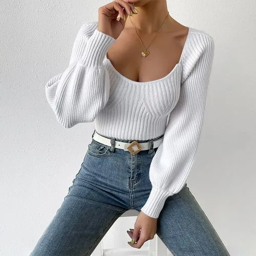 Women's Sweater Long Sleeve Sweaters & Cardigans Elegant Streetwear Solid Color