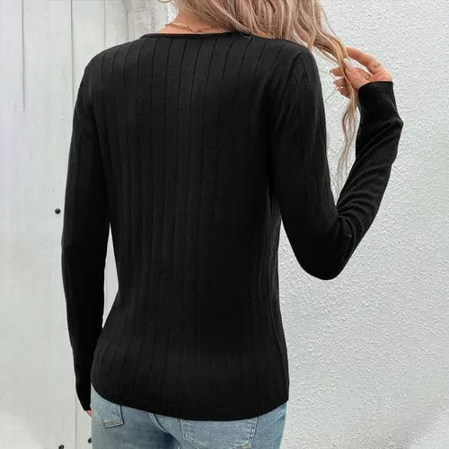 Women's Sweater Long Sleeve Sweaters & Cardigans Elegant Streetwear Stripe Solid Color