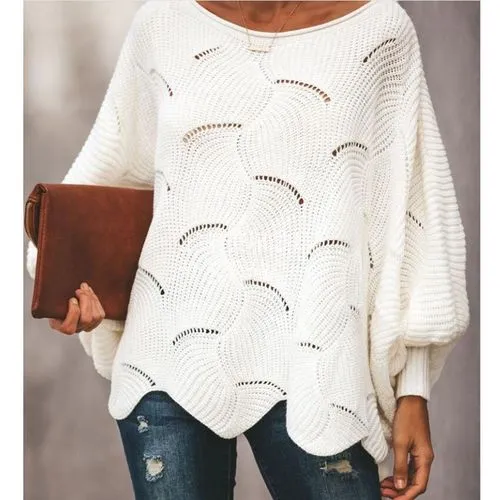 Women's Sweater Long Sleeve Sweaters & Cardigans Hollow Out Elegant Streetwear Solid Color