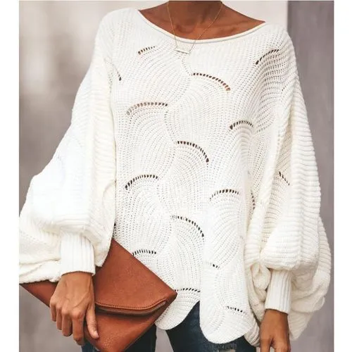 Women's Sweater Long Sleeve Sweaters & Cardigans Hollow Out Elegant Streetwear Solid Color