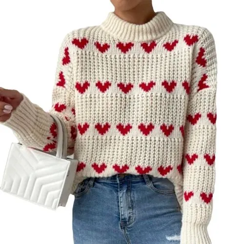 Women's Sweater Long Sleeve Sweaters & Cardigans Rib-knit Casual Heart Shape