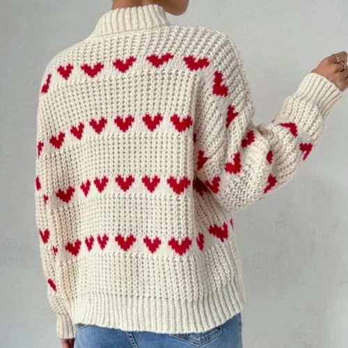 Women's Sweater Long Sleeve Sweaters & Cardigans Rib-knit Casual Heart Shape