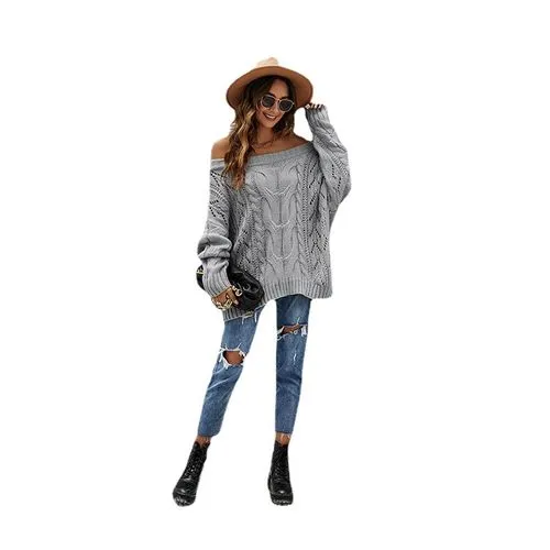 Women's Sweater Long Sleeve Sweaters & Cardigans Rib-knit Fashion Solid Color