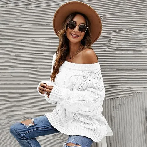 Women's Sweater Long Sleeve Sweaters & Cardigans Rib-knit Fashion Solid Color