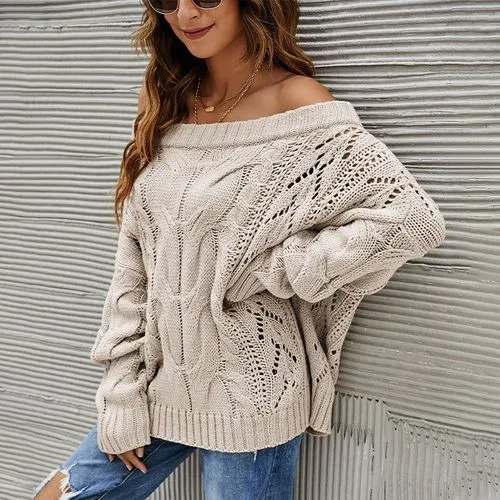 Women's Sweater Long Sleeve Sweaters & Cardigans Rib-knit Fashion Solid Color