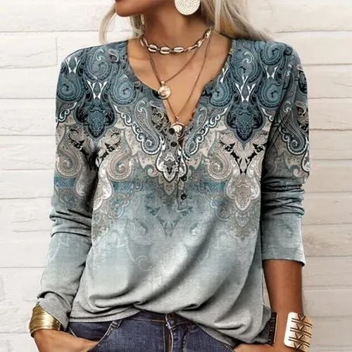 Women's T-shirt Long Sleeve T-shirts Printing Fashion Geometric