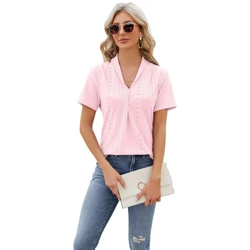 Women's T-shirt Short Sleeve T-Shirts Jacquard Pleated Streetwear Solid Color