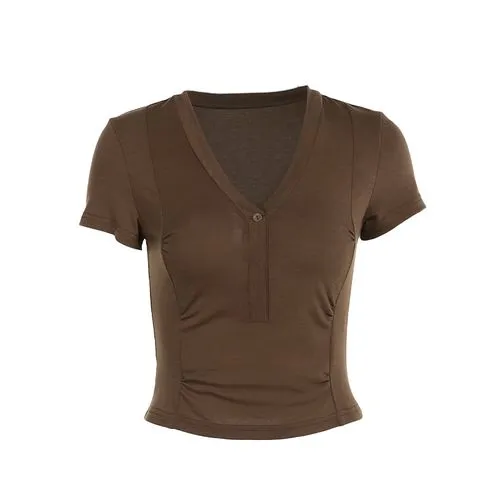 Women's T-shirt Short Sleeve T-Shirts Patchwork Casual Solid Color