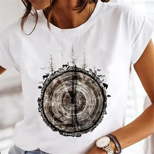 Women's T-shirt Short Sleeve T-Shirts Printing Casual Dandelion Butterfly