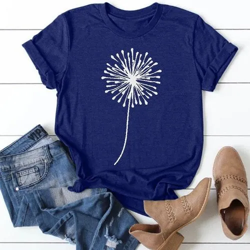 Women's T-shirt Short Sleeve T-Shirts Printing Casual Dandelion