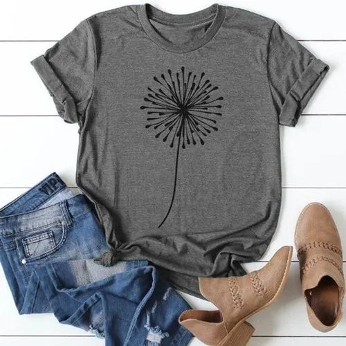 Women's T-shirt Short Sleeve T-Shirts Printing Casual Dandelion