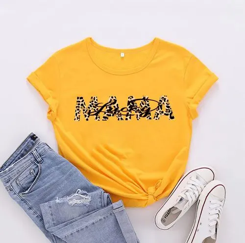 Women's T-shirt Short Sleeve T-Shirts Printing Elegant MAMA Streetwear Letter