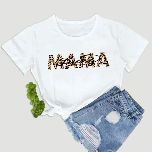 Women's T-shirt Short Sleeve T-Shirts Printing Elegant MAMA Streetwear Letter