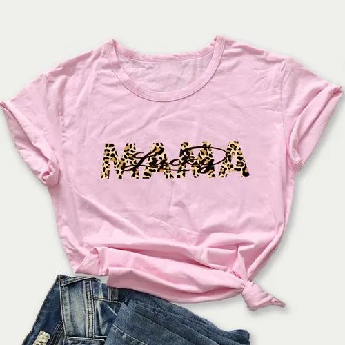 Women's T-shirt Short Sleeve T-Shirts Printing Elegant MAMA Streetwear Letter