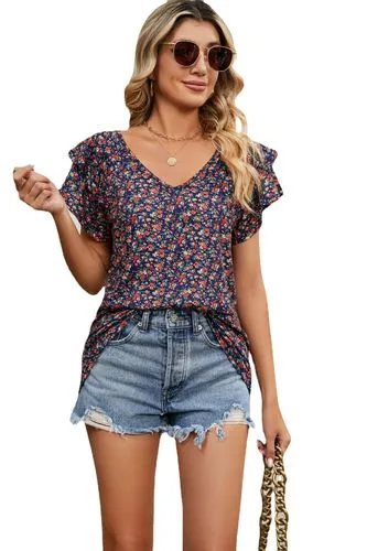 Women's T-shirt Short Sleeve T-shirts Printing Ruffles Streetwear Ditsy Floral