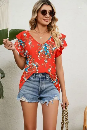 Women's T-shirt Short Sleeve T-shirts Printing Ruffles Streetwear Ditsy Floral