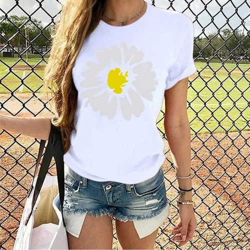 Women's T-shirt Short Sleeve T-shirts Printing Streetwear Daisy