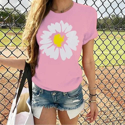 Women's T-shirt Short Sleeve T-shirts Printing Streetwear Daisy