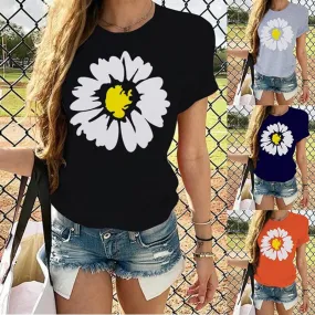 Women's T-shirt Short Sleeve T-shirts Printing Streetwear Daisy