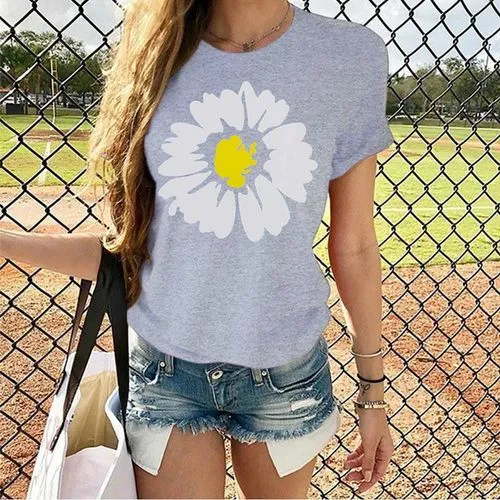 Women's T-shirt Short Sleeve T-shirts Printing Streetwear Daisy