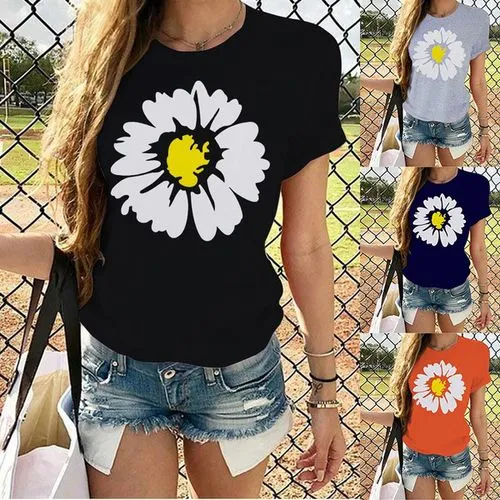 Women's T-shirt Short Sleeve T-shirts Printing Streetwear Daisy