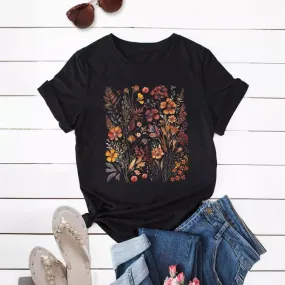 Women's T-shirt Short Sleeve T-Shirts Printing Streetwear Flower