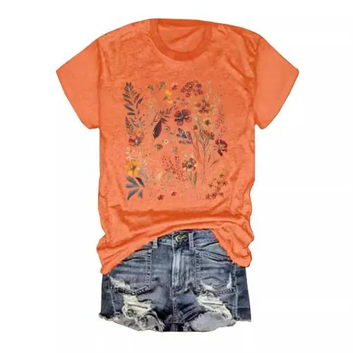 Women's T-shirt Short Sleeve T-Shirts Printing Streetwear Flower