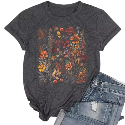 Women's T-shirt Short Sleeve T-Shirts Printing Streetwear Flower