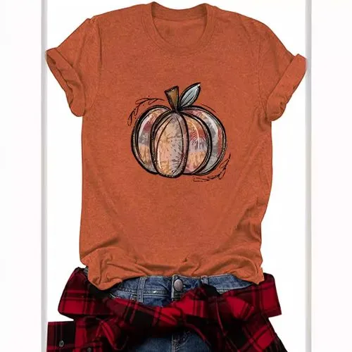 Women's T-shirt Short Sleeve T-Shirts Printing Streetwear Pumpkin