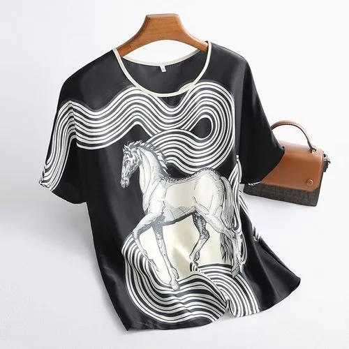 Women's T-shirt Short Sleeve T-shirts Streetwear Horse