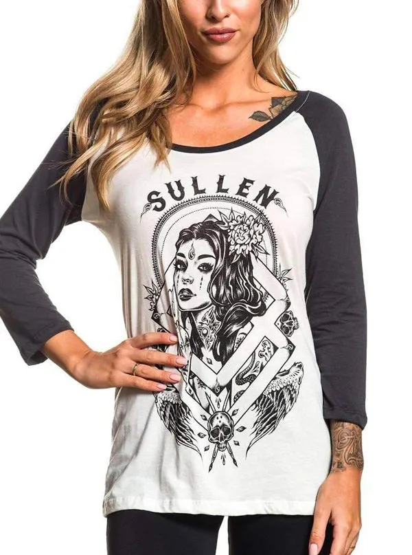 Women's Majestic Raglan Tee (Antique White/Grey)