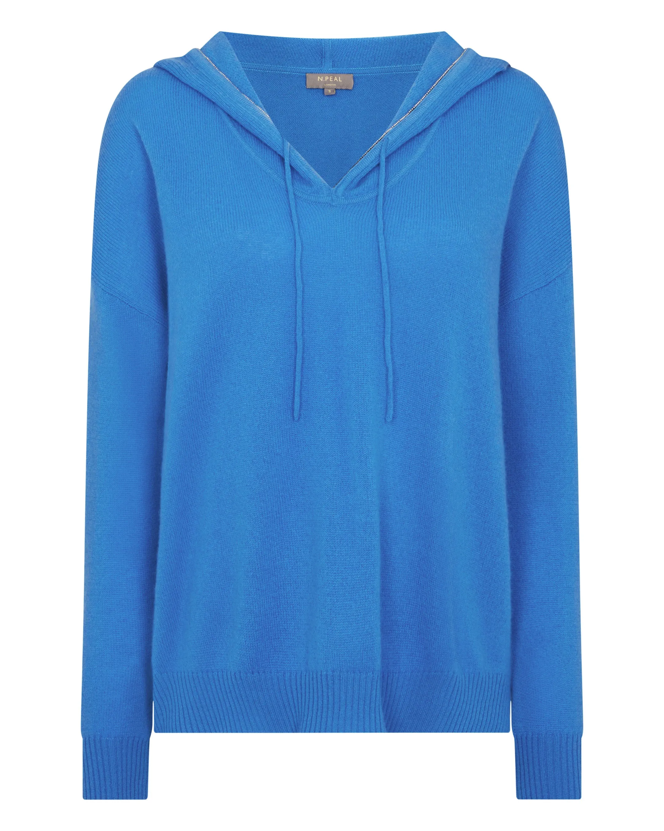 Women's Metal Edge Hooded Cashmere Jumper Zanzibar Blue