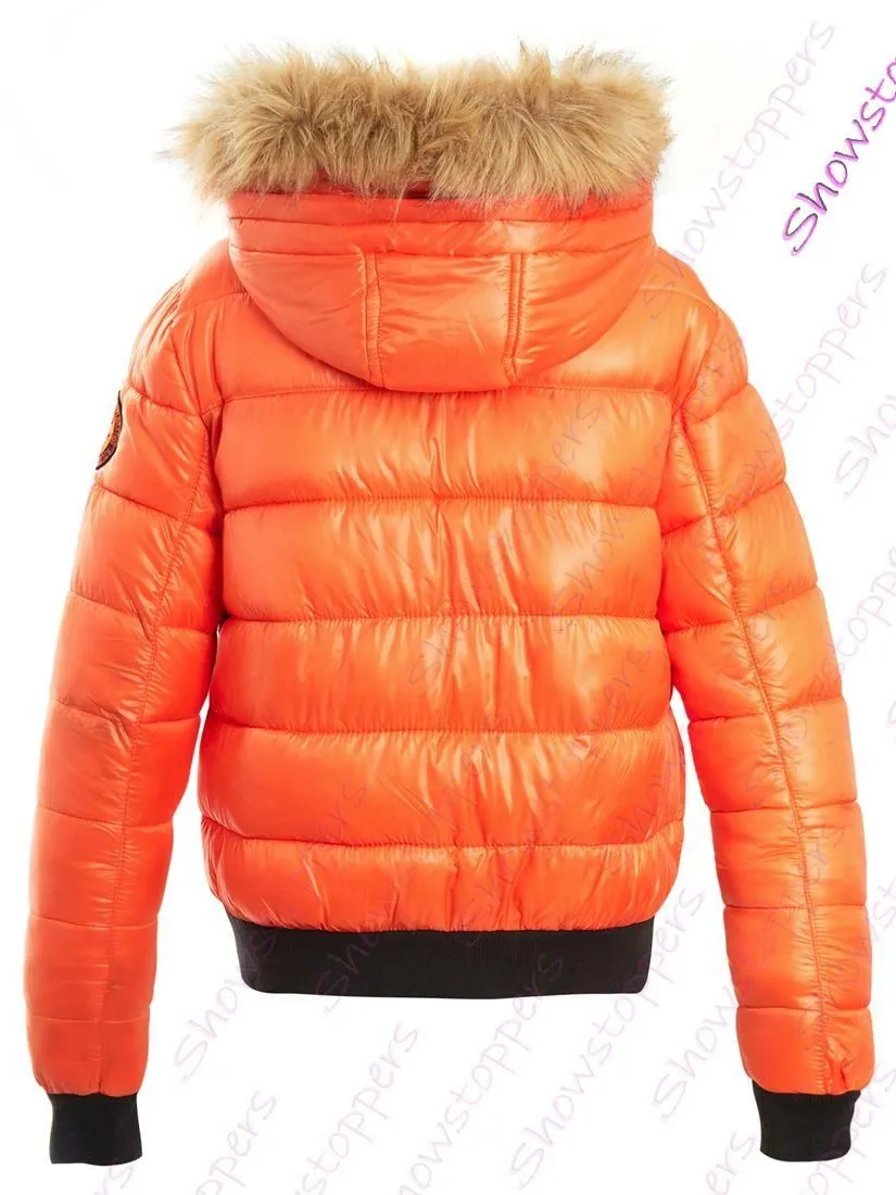 Womens Puffer Jacket Padded Faux Fur Coat Size 12 8 10 14 16 Hooded